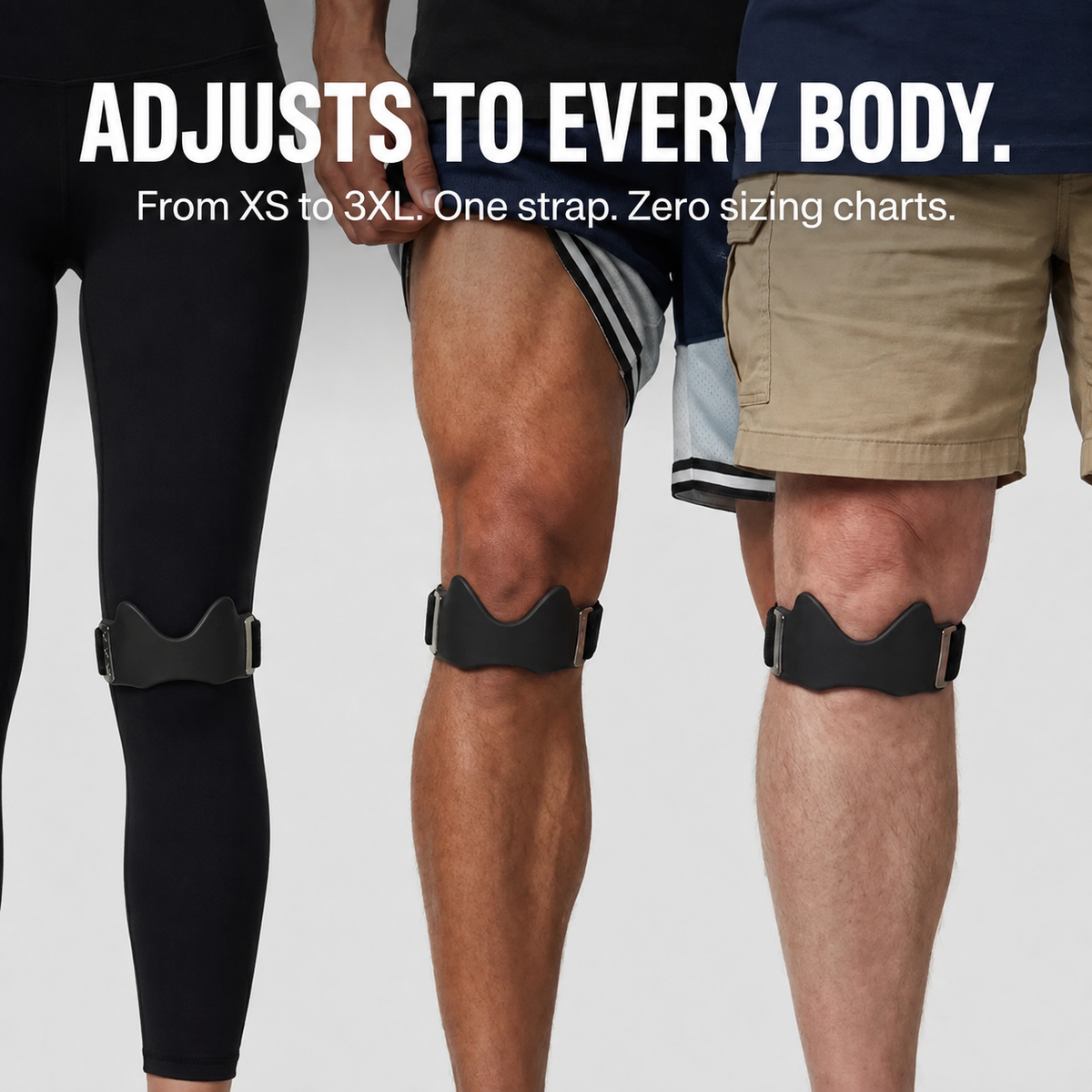 Adjustable knee patellar strap designed for different body types