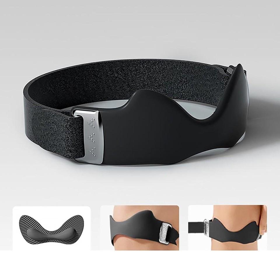 Precision patellar strap knee support worn on bent knee