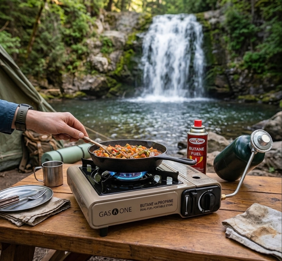 Portable propane and butane camping stove