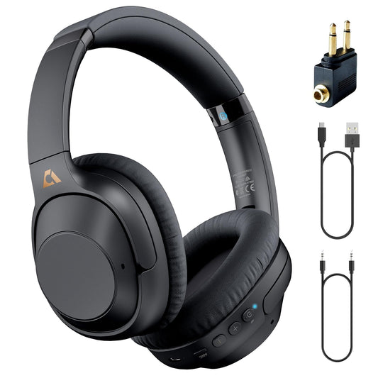 Premium Bluetooth 5.2 over-ear headphones with hybrid active noise cancellation.