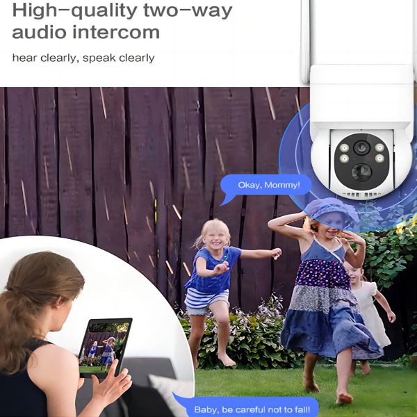 Solar wireless security camera mounted outdoors