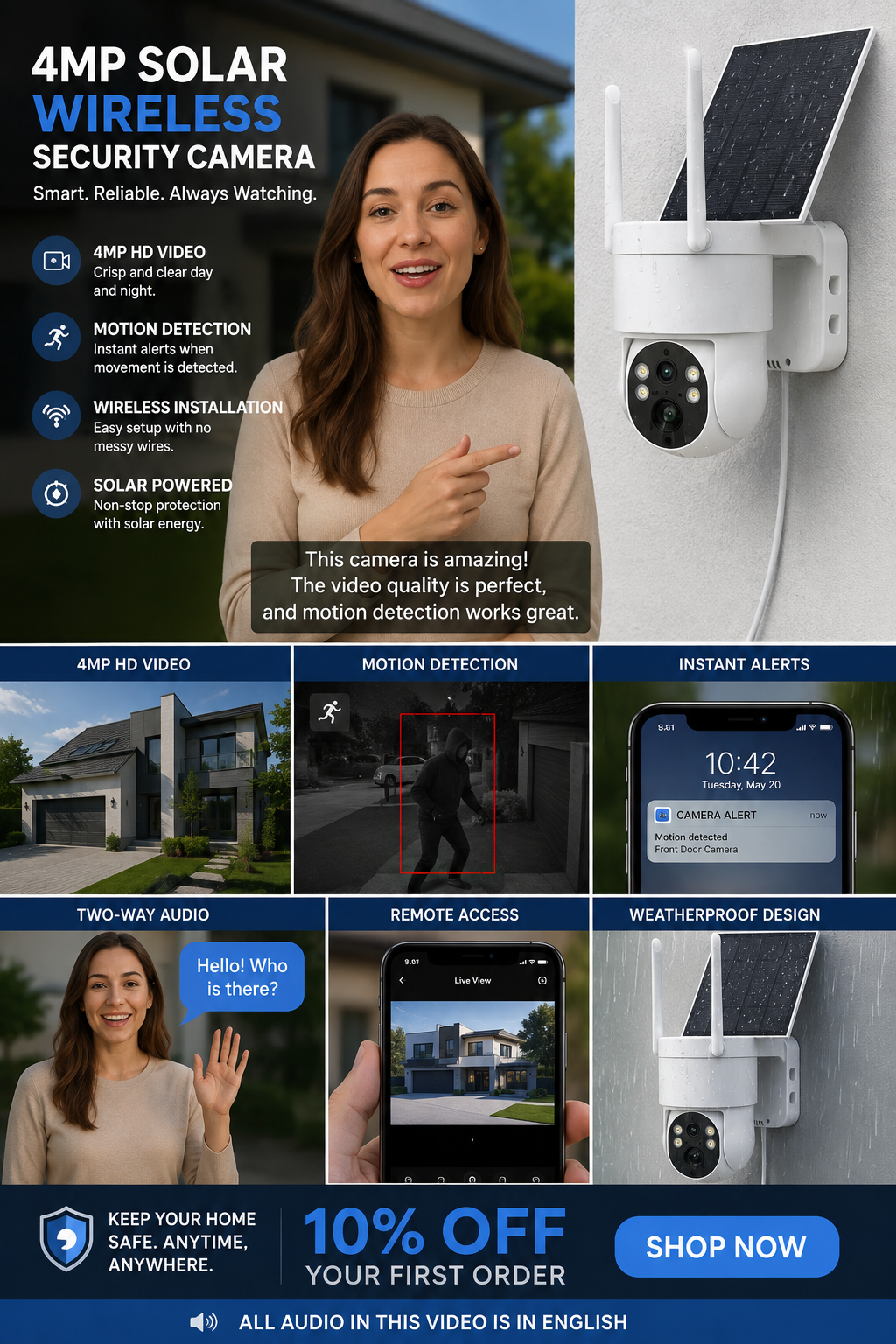 4MP solar wireless outdoor security camera