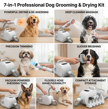 Dog grooming kit with hair collection vacuum