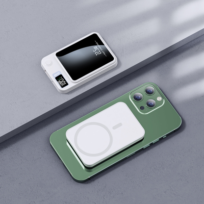 Magnetic wireless portable power bank with slim modern design