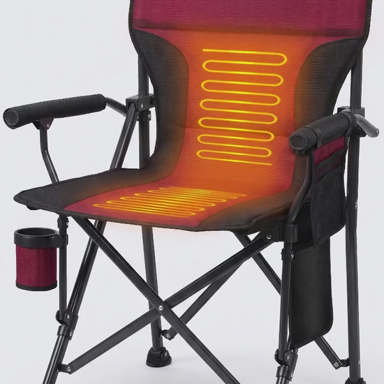 Heated camping chair with USB powered warming seat