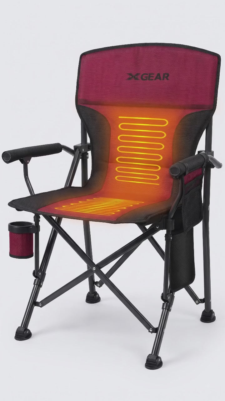 Heated camping chair with USB powered warming seat