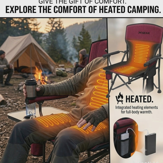 Heated camping chair with USB powered warming seat